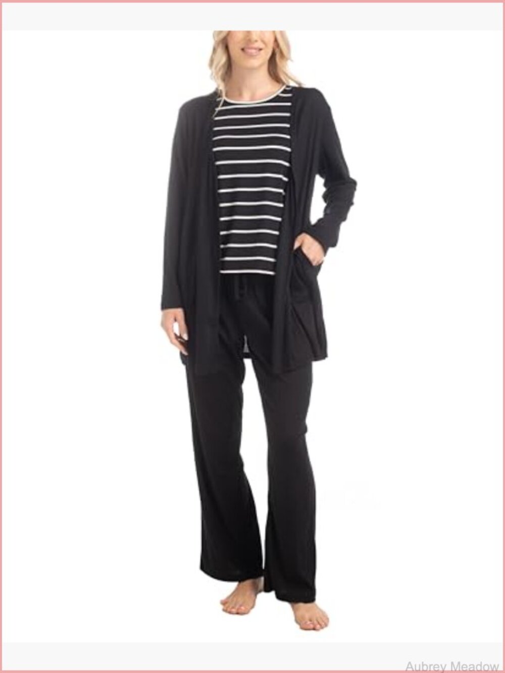 3 Piece Pajama Lounge Set with Cardigan - Picture 5 of 7